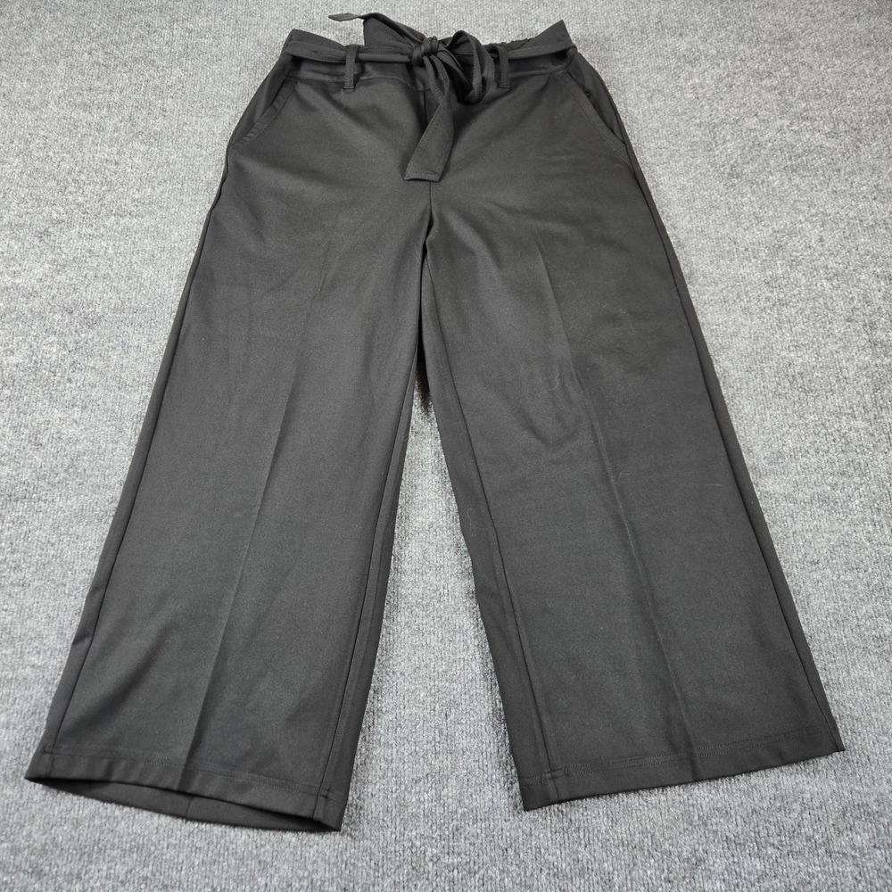 Joes & CO. Wide Leg Tie Waist Pants Womens L Black Stretch Trousers - Picture 2 of 13